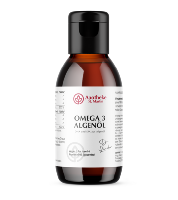 Sie sehen eine Packung Omega 3 Algenöl flüssig 100ml, Produktbild: 01 Omega 3 Algenöl flüssig 100ml, A-Nr.: 8102065 - 01